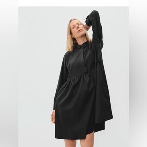 Everlane The Field Dress Long Sleeve Collar/Button Chest Pocket Black XS NWT